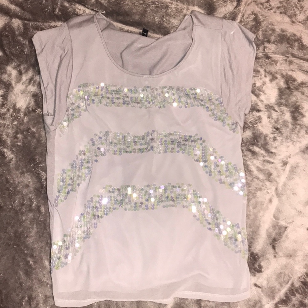 EXPRESS SHORT SLEEVE SEQUIN TOP